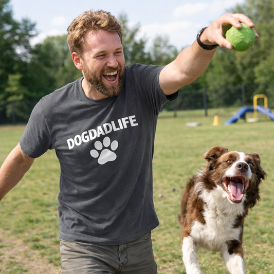 Dog Dad Life T-Shirt — 'DOGDADLIFE' Paw Print Tee for Dog Lovers