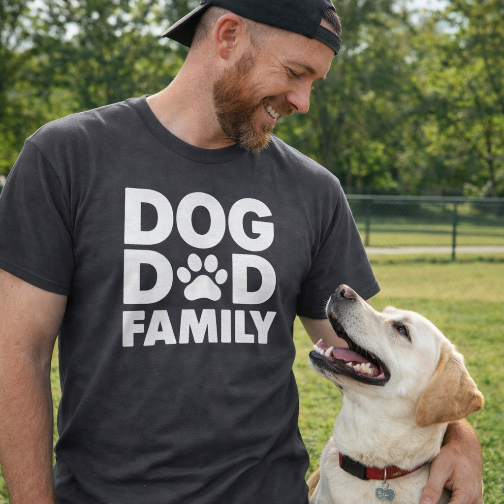 Dog Dad Family T-Shirt — Paw Print Graphic Tee for Dog Lovers