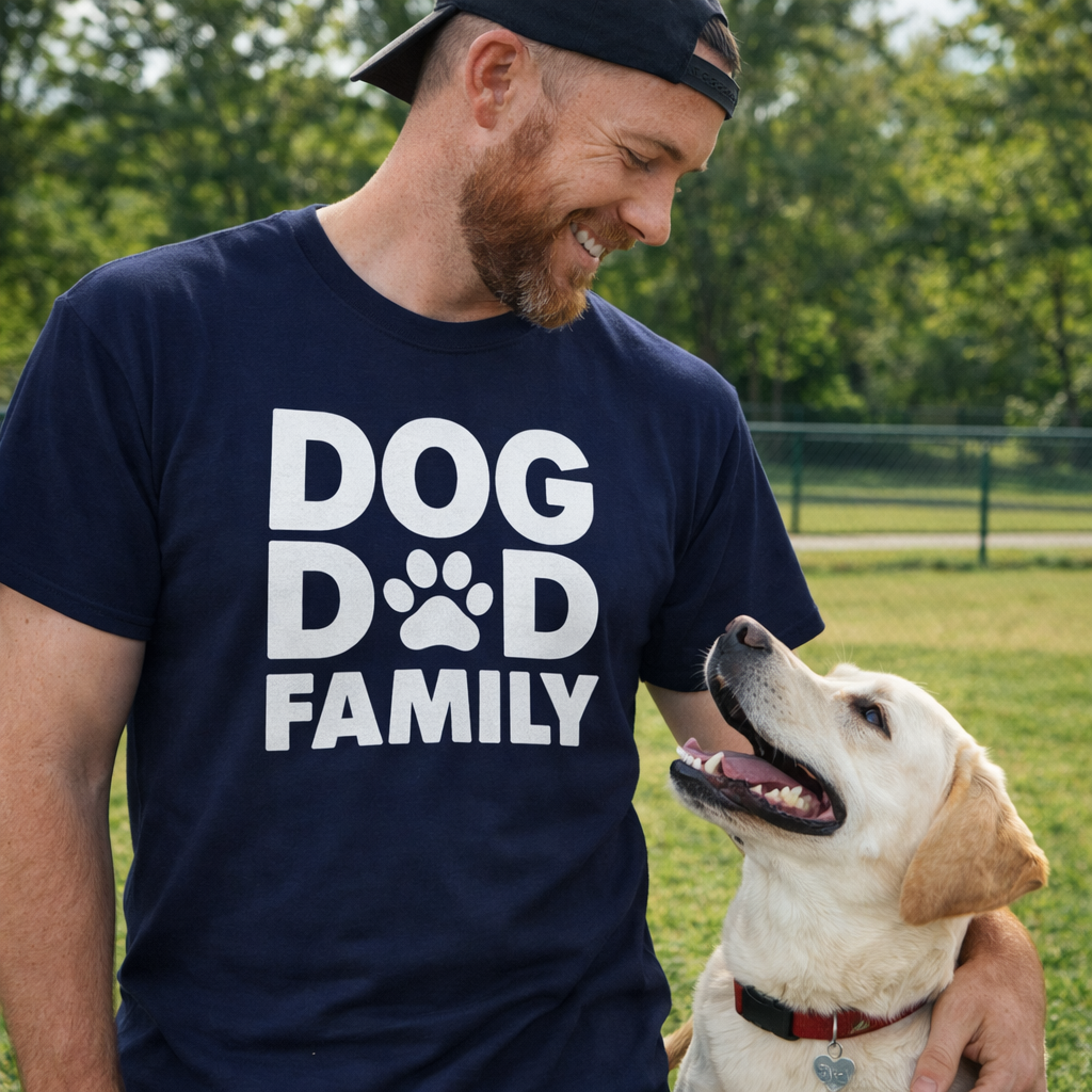 Dog Dad Family T-Shirt — Paw Print Graphic Tee for Dog Lovers